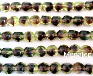 25 8 mm German Style Triangle Beads: Olivine - Amethyst - Picture 1 of 1