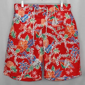 Pantalones Cortos de Natación St John's Bay Alto Riesgo Rojo Aloha Para Hombre Talla Mediana Malla Interior - Imagen 1 de 9