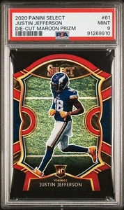 2020 Select Justin Jefferson Concourse Maroon Die Cut Prizm RC Rookie PSA 9 - Picture 1 of 2