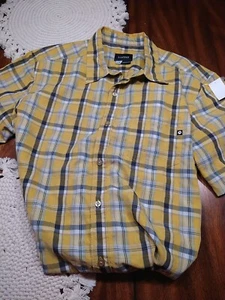 Marmot Shirt Mens Size Large Yellow Plaid Casual Button Up Short Sleeve - Picture 1 of 5