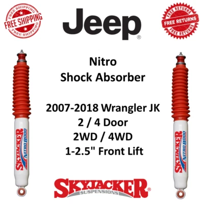Пара нитроамортизаторов Skyjacker 1-2,5 дюйма передний подъемник для Jeep Wrangler JK 4WD 2WD 2007-2018 годов выпуска - Изображение 1 из 4