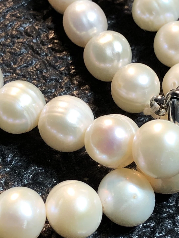Estate 16” 8.7mm-10mm Pearl Necklace Nacre Creamy,Pink Yellow Hues Weight 44.54g - Image 1 of 4
