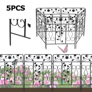 5pcs Decorative Iron Garden Fence Panels Outdoor Animal Barrier Dog Pet Fencing - Picture 1 of 12