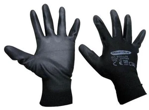 12 PAIRS OF GLOVES GLOVE WORK COATED NYLON POLYURETHANE MISURA 8 BLACK - Picture 1 of 1