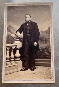 Victorian Cartes de Visite,Cabinet Card,Dapper Man Standing next to fence, 4X2.5 - Picture 1 of 2