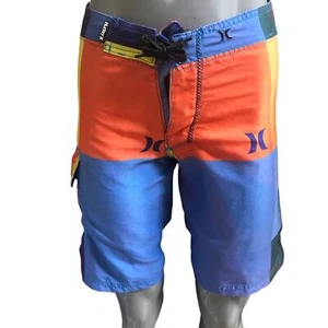 Hurley Cargo Board Shorts Blue Orange Boys Size 14 - Picture 1 of 6