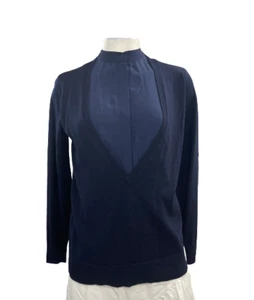 CLUB MONACO VNECK MIXED MEDIA NAVY SIZE S - Picture 1 of 2