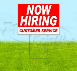 NOW HIRING SERVIZIO CLIENTI 18x24 Yard Insegna CON PALO Bandito Ondulato USA - Foto 1 di 5
