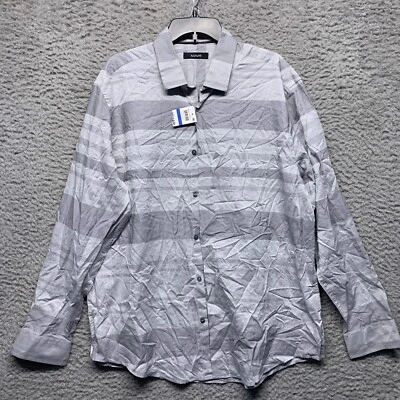 Camisa Alfani Para Hombre XL X Grande Gris Abotonada Manga Larga Rayas 013906 Foto 1 de 4