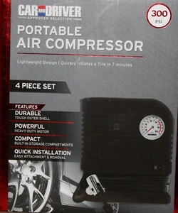 Car & Driver Air Compressor Portable Lightweight 300 PSI 12 Volt Adaptor NEW - Picture 1 of 3