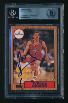 1993 Topps Archives Tyrone Muggsy Bogues #89 firmado automático diseño Bas Beckett '87 Foto 1 de 2