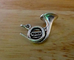 Sterling Silver 3D 14x25mm French Horn Music Instrument Charm! - Picture 1 of 4