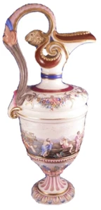 Antique Ginori Doccia Porcelain Capodimonte Relief Scene Pitcher Jug Porzellan - Picture 1 of 11