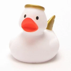 Badeente Engel Ente mit goldenen Fluegeln Quietscheentchen Gummiente Plastikente - Picture 1 of 1