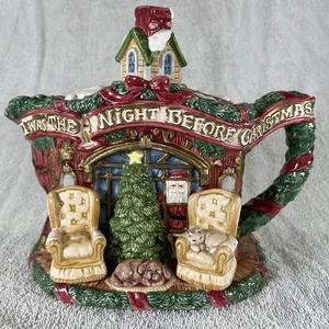 Tetera navideña vintage Fitz & Floyd Twas the Night Before Christmas 1993 - Imagen 1 de 13