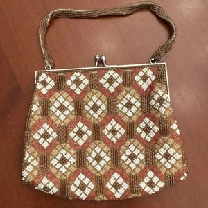 Vintage Walborg Perlen Handtasche Abendtasche Made in Korea Gold & Bronze Art Deco - Bild 1 von 11