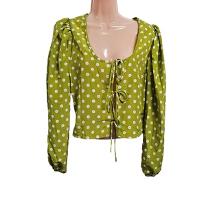 Levis Puffärmel kurzes Oberteil Bluse Damen Gr. M grün - Bild 1 von 8