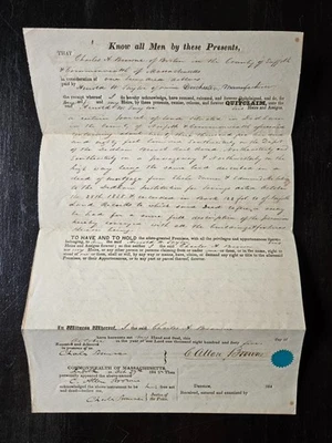 1845 EARLY CHARLES SUMNER SIGNED DOCUMENT Foto 1 de 4