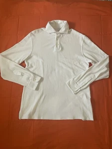 Camisa Polo Kent Wang Piqué Para Hombre Mediana Grande Manga Larga Blanca - Imagen 1 de 7