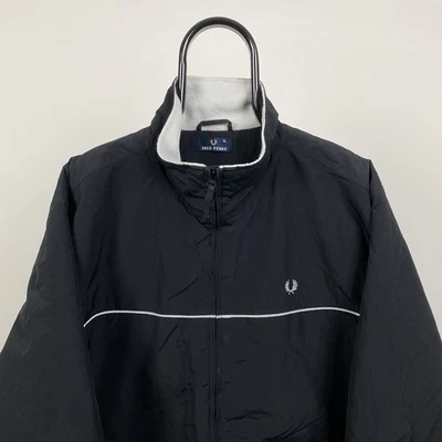Fred Perry Men’s Padded Bomber Jacket Fleece Lined Black Size XL Heavy - Image 1 of 4