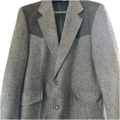Pendleton Wool Tweed Western Sport Coat Mens 42L Cowboy Suede Jacket - Image 1 of 4
