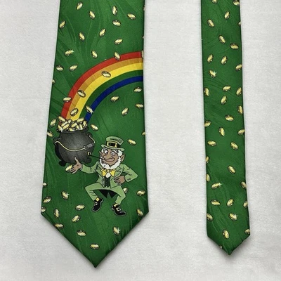 Keith Daniels Leprechaun St Patrick's Day Pot of Gold Novelty Neck Tie Men's 58" - Image 1 of 4