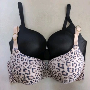 Victoria's Secret Bra Lot Size 38 DDD Perfect Shape Underwire Animal Print Black - Picture 1 of 19