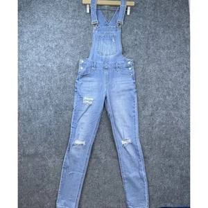 Cred NY Overalls Womens 7 Denim Jeans Distressed Ripped Thrashed - Picture 1 of 6