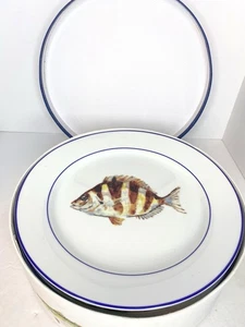 Williams Sonoma Dinner 4 Plate Set LA Mer Fish Marc Lacaze 10” In Box - Picture 1 of 14