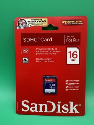 NEW SanDisk 16GB SDHC SD Flash Memory Card Camera SDSDB-016G-AW11 - Image 1 of 2