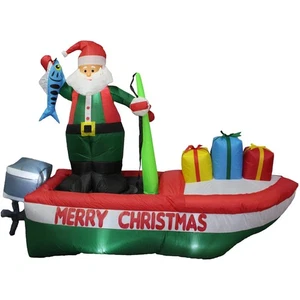 Self-Inflating 8' Santa Claus on a Fishing Boat - Perfect for Christmas Cheer - Picture 1 of 7