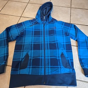 The North Face Herren Jacke mit Kapuze blau kariert Größe L Softshell - Bild 1 von 15