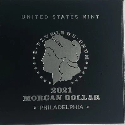 Moneda de dólar Morgan de plata de Estados Unidos 2021-P sin circular (OGP y certificado de autenticidad) Foto 1 de 4