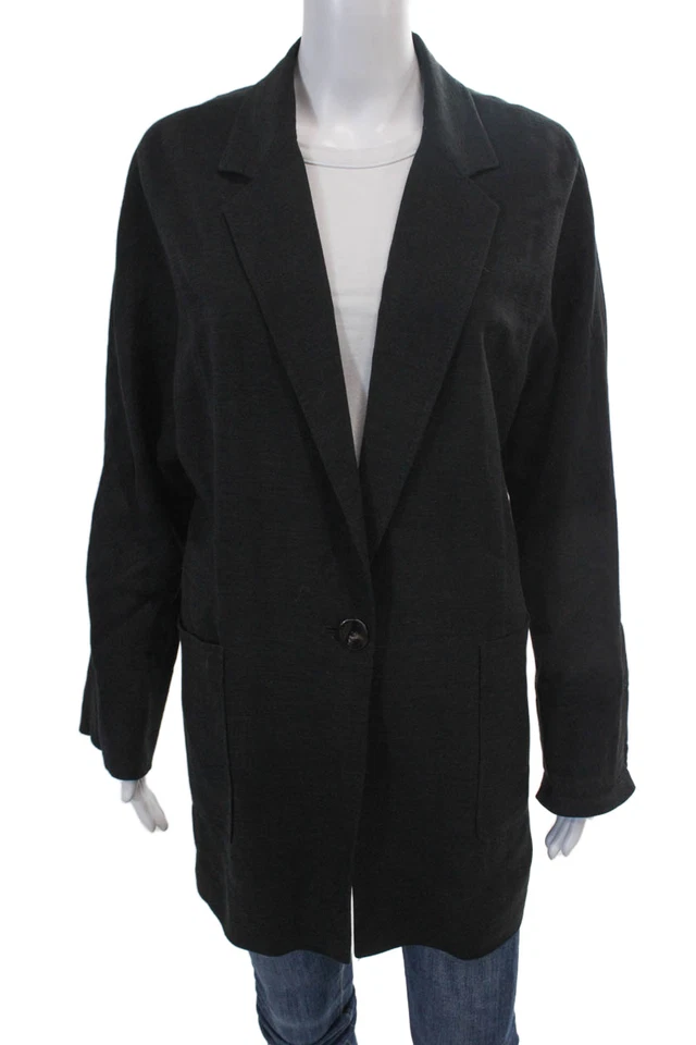 Chaqueta Blazer Massimo Dutti Mujer Cuello Muesca Abotonada Negra Talla S Foto 1 de 4