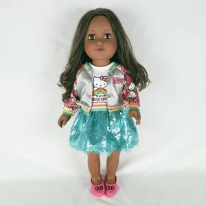 Muñeca My Life Hello Kitty Super Fan Piel Marrón Ojos Marrones 18" Posable Ciitoy - Imagen 1 de 14