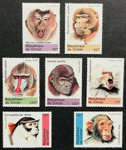 CONGO PRIMATES STAMPS SET 1991 MNH WILD ANIMALS WILDLIFE MONKEY GORILLA CHIMP - Picture 1 of 1