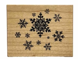 Winter Snowflake Medley Snow Rubber Stamp PSX D-518 Wood Mounted Vintage 90s New - Picture 1 of 4