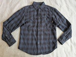 Woolrich Woolen Mills Flannel Shirt Men Small Blue Black Shadow Plaid Button Up - Picture 1 of 13