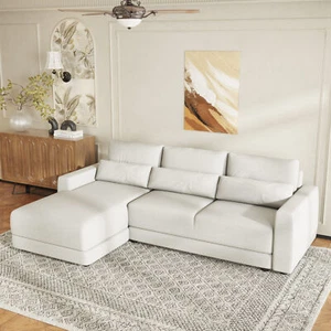 U_STYLE L-shaped Modular Sectional Sofa with Removable Back Cushions and 3 Pillo - Picture 1 of 12