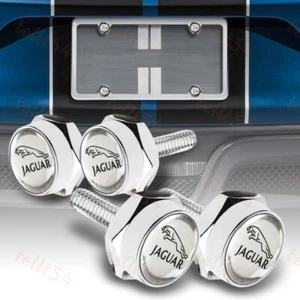 4 PCS For JAGUAR CHROME Car License Plate Frame Black Screw Cap Cover Screw Bolt - Picture 1 of 7