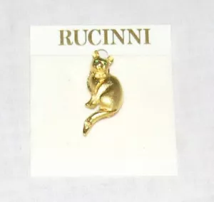 Spilla per gatto Rucinni Goldtone 1,75 pollici - occhi verdi - NUOVA - Foto 1 di 1
