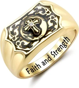 Cross Ring Men's Religious Jewelry Stainless Steel Christian Holy Cross Ring For - Picture 1 of 5