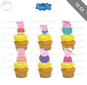 12 Peppa Pig Cupcake Topper George Mummy Daddy Friends Birthday Party Kids - Picture 1 of 1