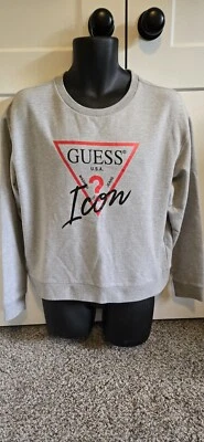 Sudadera Guess Icon cuello redondo gris talla pequeña Foto 1 de 3