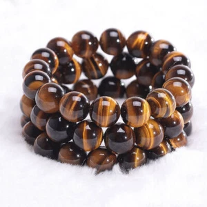 Natural Tiger Eye Bracelet Handmade Stone Tiger Eye Beads Bracelet for Men Women - Picture 1 of 37