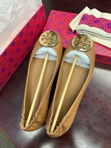Tory Burch: Women's Minnie Travel Ballet Flats, Royal Tan/Gold SIZE 8.5 - Picture 1 of 5