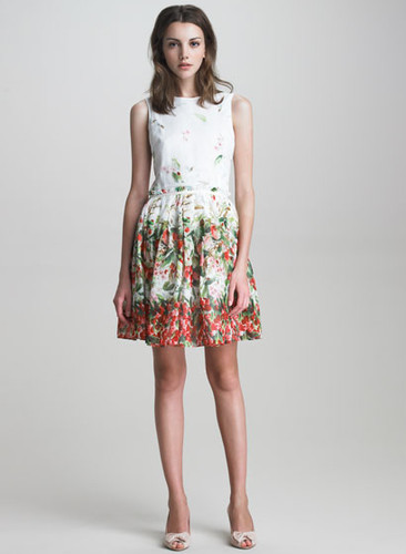 Abito senza maniche in cotone rosso Valentino stampa fragola taglia 40