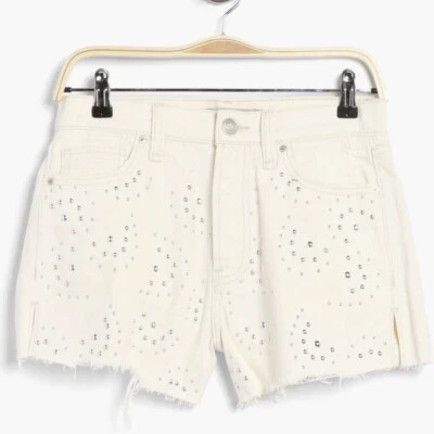 NOVO Short Feminino Hudson Lori Star Studded Cintura Alta Tamanho 26 Bege  - Imagem 1 de 4