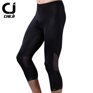CHEJI Black Men's 3/4 Cycling Pants Gel Padded Bike Bicycle Biking Shorts Tight - Picture 1 of 9