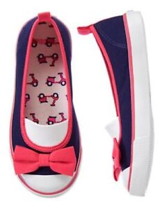 Gymboree Girls Navy Stripe Pink Bow Ballet Flats Shoes NEW Tags 9 10 11 12 13 Be